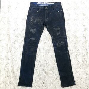 Reason Supply co Jeans Mens 34×34 Blue Slim Straight Distressed New